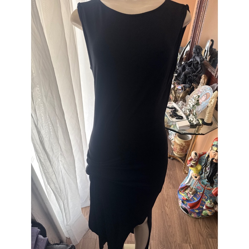 Fresha London‎ Black Sleeveless Asymmetrical Tulip Hem Midi Dress XS